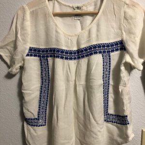 Forever 21 tribal blue and white top